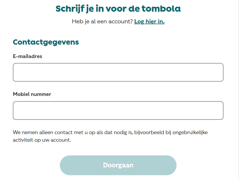 tombola casino account aanmaken