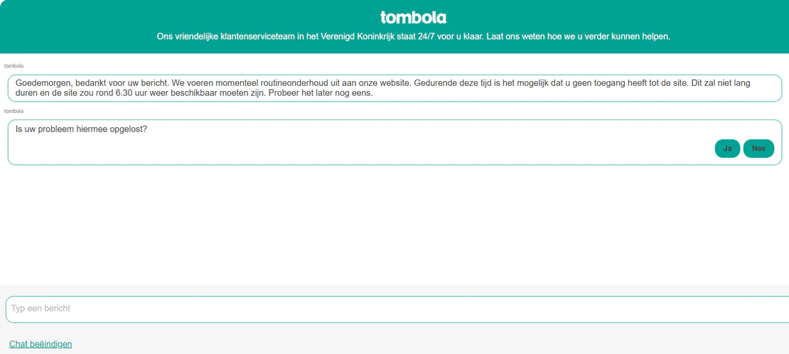 tombola casino livechat
